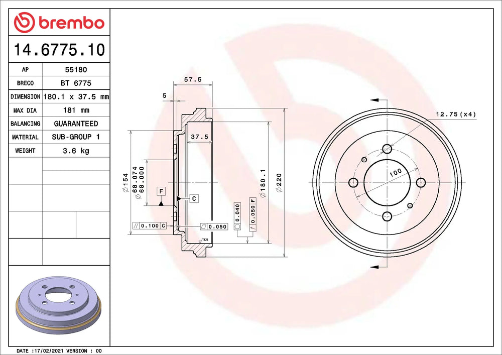 Brembo 95-98 Nissan 200SX/91-93 NX/91-99 Sentra Rear Brembo Developed OE Replacement