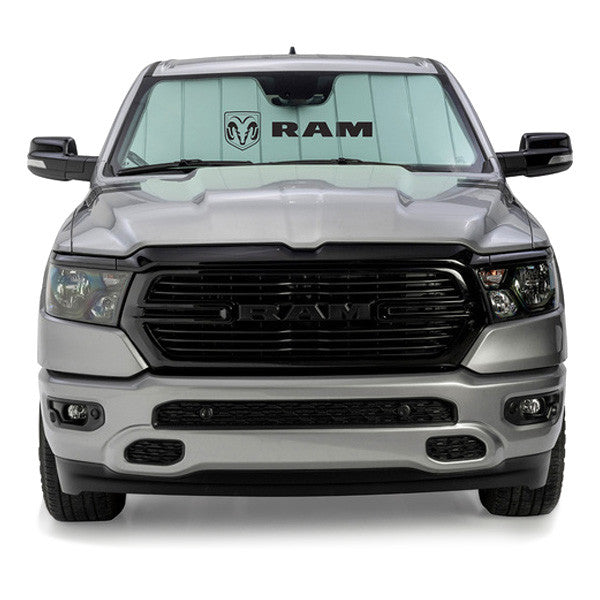 Covercraft 19-24 PU Ram 2500/3500 No Snsr Std RVM UVS100 Custom Sunscreen with Ram Horizontal logo