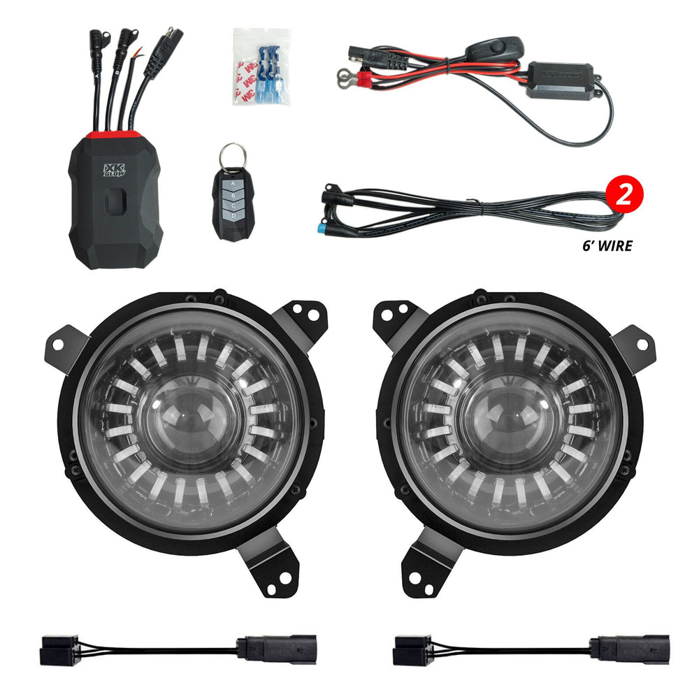 XK Glow 07-18 Jeep Wrangler JK 7in Headlight XKmax RGBW LED 2pc XKchrome Bluetooth App Cntl Kit