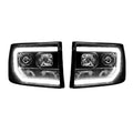 ~(20.5 lbs. 25X21X17)~ GMC Sierra 07-13 (2nd GEN) PROJECTOR HEADLIGHTS w/ CCFL HALOS and DRL - Smoked / Black