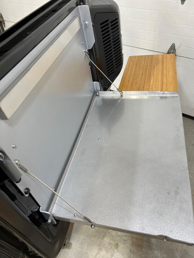 Trailgater for Ford Bronco: 2021-22  Bamboo cutting board  Hammertone powder coat backsplash With Magnet
