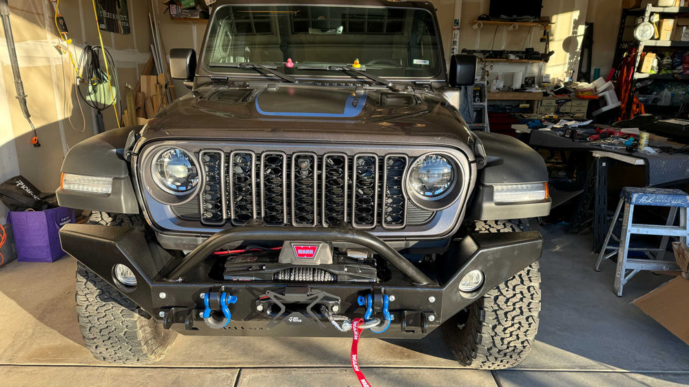 Rock Hard 4x4 Aluminum Patriot Series Full Width Front Bumper w Lowered Winch Mount for Jeep Wrangler JL 2018 - Current [RH-90245]