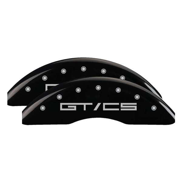 SET OF 4 CALIPER COVERS ENGRAVED FRONT/REAR GT/CS SILVER CHARACTERS BLACK POWD