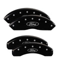 SET OF 4 CALIPER COVERS ENGRAVED FRONT/REAR FORD OVAL LOGO SILVER CHARCTRS BLA