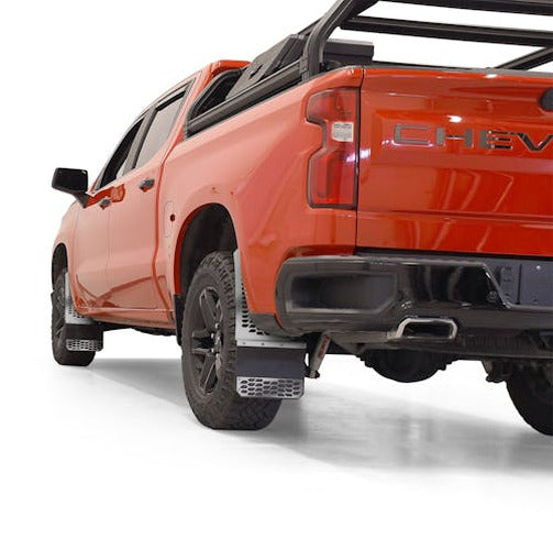 19C RAM 3500 DUALLY REAR 2 PC MUD SKINS SOLID BRUSHED STAINLESS STEEL