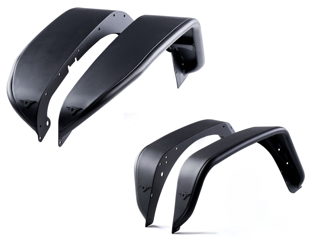 0718 WRANGLER JK/JKU FULL ASSAULT BLACK ALUMINUM FENDER KIT BLACK FRONT