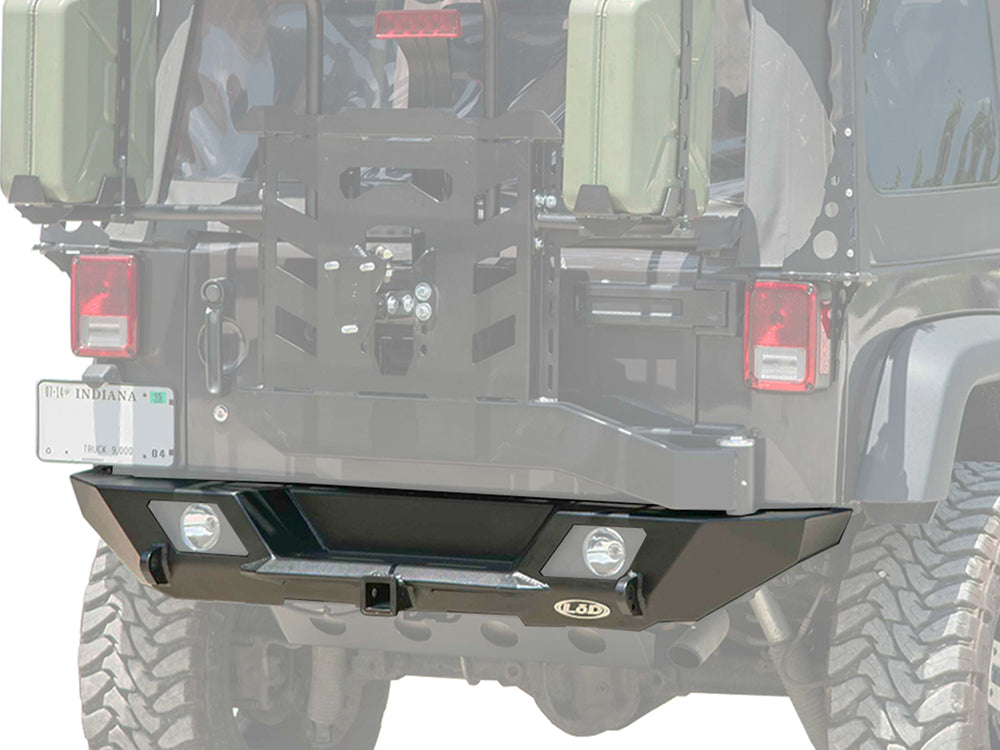 JK Destroyer Shorty Rear Bumper w / Tire Carrier (Black Powder Coated) (box 1)
