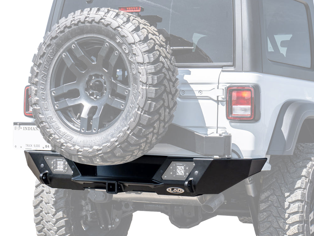 JL Destroyer Shorty Rear Bumper w / Tire Carrier (Black Powder Coated) (box 1)