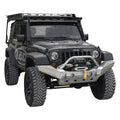 ~(95 lbs. 75X20X13)~ Destroyer Full-Width Front Bumper w/ Bull Bar Black Powder Coated 2007-2017 Jeep JK Wrangler