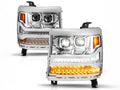 ANZO 16-18 Chevy Silverado 1500 (Factory HID Models ONLY) Full LED Proj Headlights Chrome - Pair