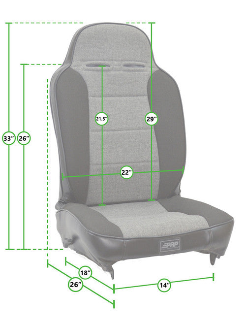 PRP 97-02 Jeep Wrangler TJ Enduro High Back Reclining Suspension Seats Kit (Pair) Black