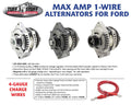 225 MAX AMP Alternator 1 Groove 1 Wire Chrome