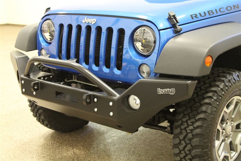 Rock Hard 4x4 Aluminum Patriot Series Full Width Front Bumper w Lowered Winch Mount for Jeep Wrangler JK 2007 - 2018 [RH-5045]