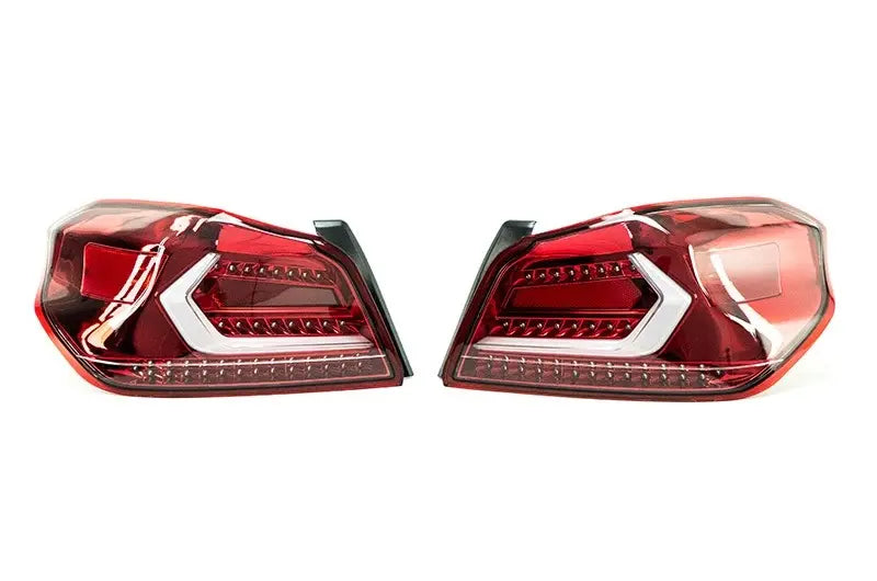 15C SUBARU WRX STI EVOLUTION TAIL LIGHTS CLEAR LENS RED BASE WHITE BAR