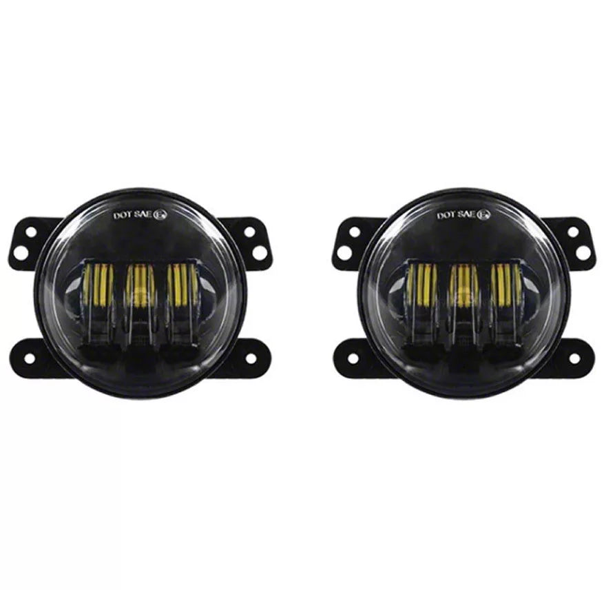 ~(3 lbs. 12X7X4)~ Jeep Wrangler JL/JT Gladiator 4 Inch RGB Fog Lights - Quad Lock/Interlock Compatible Quake LED