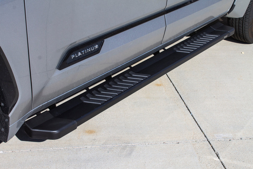 22C TUNDRA CREWMAX CAB 6IN SLIDE TRACK RUNNING BOARDS BRUSHED ALUMINUM