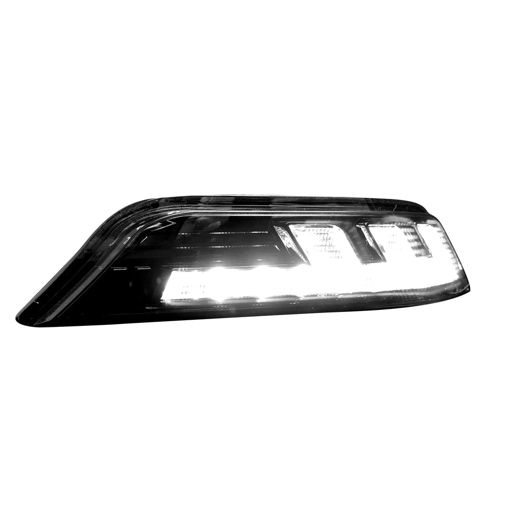 ~(1 lbs. 10X4X4)~ Ford 15-17 Mustang Front Lower Bumper Corner Mounted White LED Running Light and Amber LED Turn Signal - Clear Lens