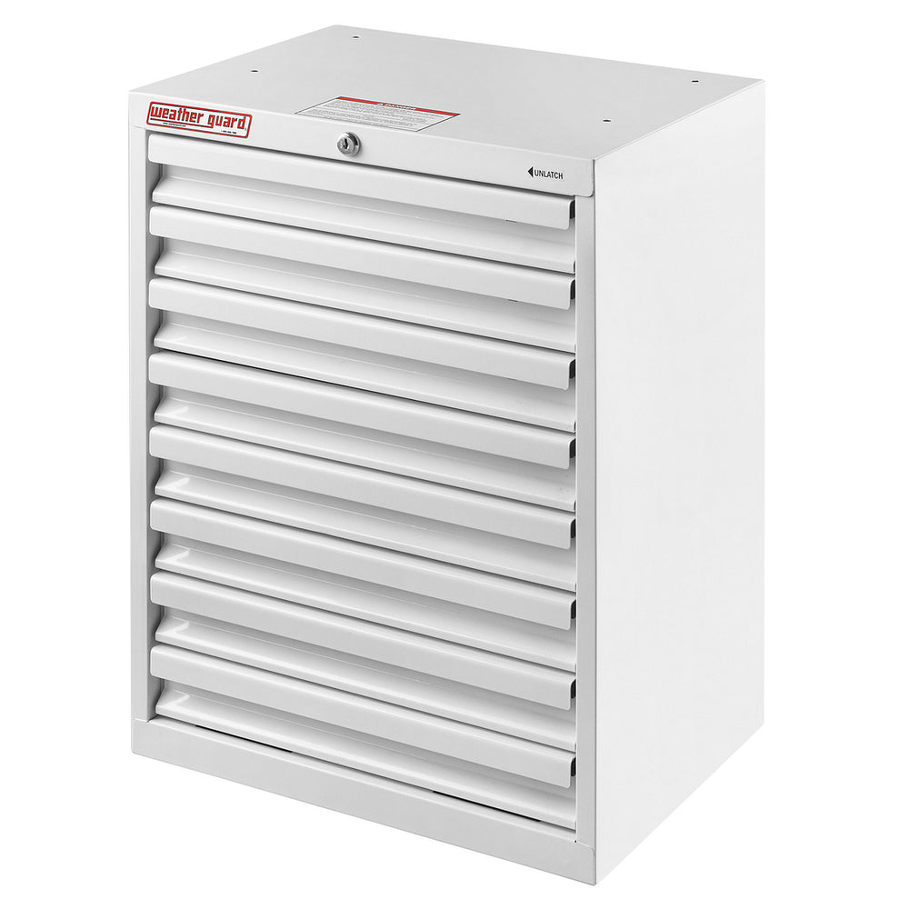 VAN STORAGE CABINET WITH 8 DRAWERS 18 X 14 X 24IN WHITE STEEL FINISH