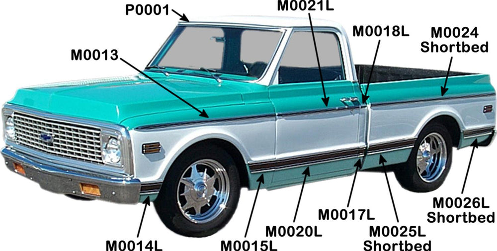 69-72 FENDER MOLDING, UPPER LH=RH