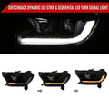 PROJECTOR HEADLIGHTS WITH SEQUNETIAL TURN SIGNAL LED BAR MATTE BLACK HOUSING AND SMOKED LENS