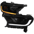 PROJECTOR HEADLIGHTS WITH SEQUNETIAL TURN SIGNAL LED BAR MATTE BLACK HOUSING AND SMOKED LENS