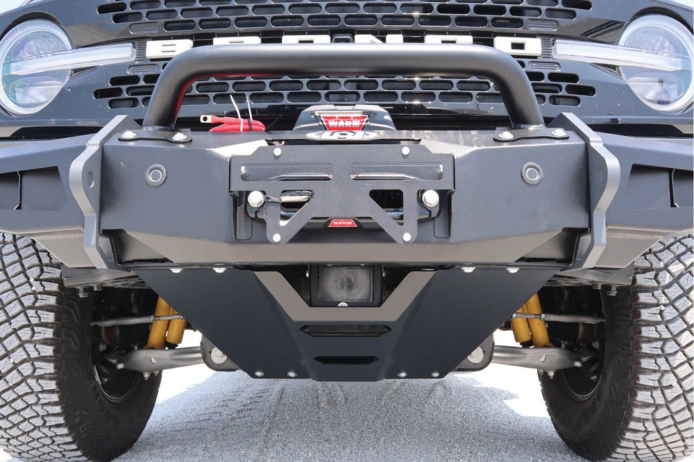 2021+ Bronco Black Ops Front Bumper ACC Sensor Relocation Kit (ACC Mounting Bracket and Skid Plate SET) (Black Powder Coated)