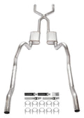 1966-1974 Mopar B-Body 3 Inch Crossmember Back Exhaust System With X-Pipe 409 Stainless With Race Pro Mufflers SMB13R
