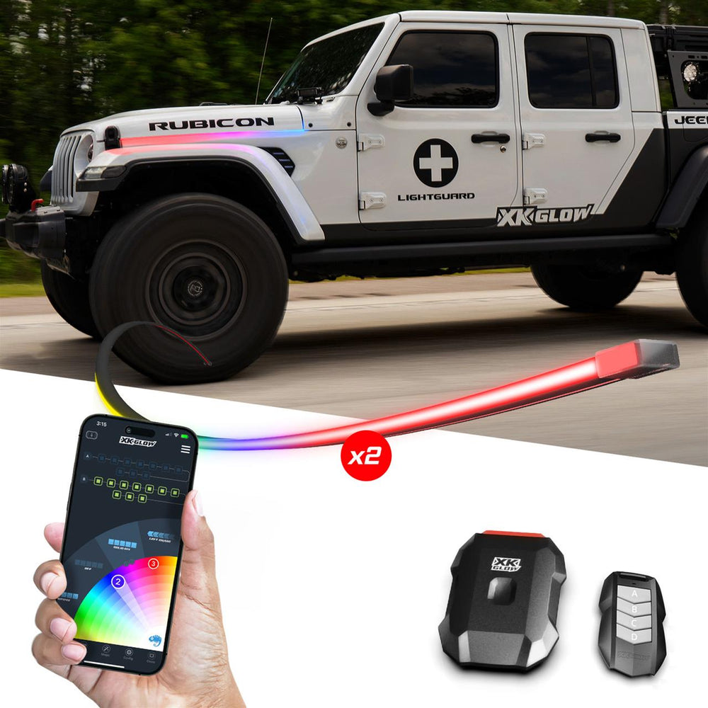 XKMAX 2X80IN RGB ADDRESSABLE ACCENT LIGHT STRIP APP CONTROL KIT JEEP
