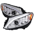 W205 PROJECTOR HEADLIGHTS CHROME HOUSING AND CLEAR LENS - SEQUENTIAL TURN SIGNAL - HALOGEN MODELS ONLY