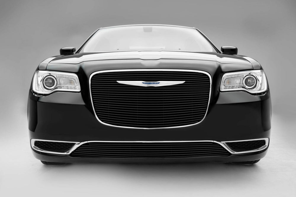 1518 CHRYSLER 300 BILLET GRILLE MAIN OVERLAY 1PC BLACK BARS W/POLISHED FACE