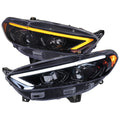 LED BAR PROJECTOR HEADLIGHTS GLOSSY BLACK HOUSING SMOKE LENS - HALOGEN MODELS ONLY - SEQUENTIAL SWITCHBACK TURN SIGNAL