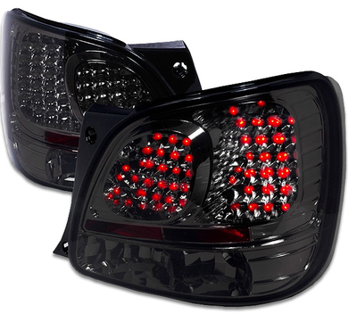 Spec-D SUBARU WRX STI FULL LED TAIL LIGHT BLK HOUSING SMK LENS RED LIGHT BAR - LT-WRX15SMLED-SQ-RS
