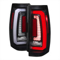 SUBURBAN GMC YUKON AND YUKON DENALI LED TAILLIGHT MATTE BLACK HOUSING AND CLEAR LENS - WHITE LIGHT BAR SEQUENTIAL TURN SIGNAL BREATHING LIGHT EFFECT