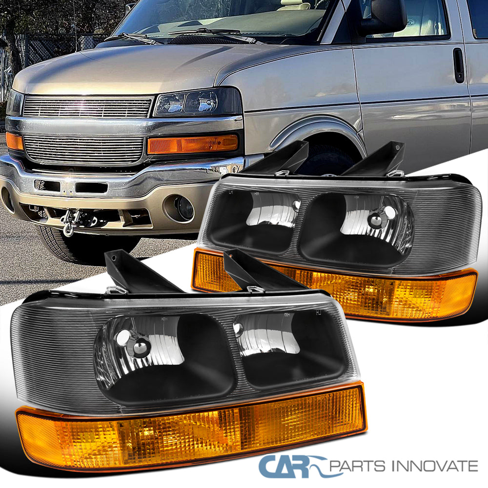 GMC SAVANA MATTE BLACK CLEAR LENS HEADLIGHTS