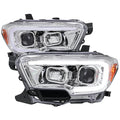 PROJECTOR HEADLIGHTS WITH DRL LED BAR CHROME HOUSING CLEAR LENS - SWITCHBACK TURN SIGNAL (FOR FACTORY HALOGEN HEADLIGHTS MODELS W O LED DAYTIME RUNNING ONLY)