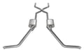 ~(69 lbs. 62X17X13)~ Crossmember Back w/H-Pipe Exhaust System 65-70 B-Body Split Side Dual Exit 2.5 in Intermediate And Tail Pipe Race Pro Mufflers/Hardware Incl Tip Not Incl Pypes Exhaust