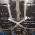 ~(69 lbs. 62X17X13)~ Crossmember Back w/H-Pipe Exhaust System 65-70 B-Body Split Side Dual Exit 2.5 in Intermediate And Tail Pipe Race Pro Mufflers/Hardware Incl Tip Not Incl Pypes Exhaust