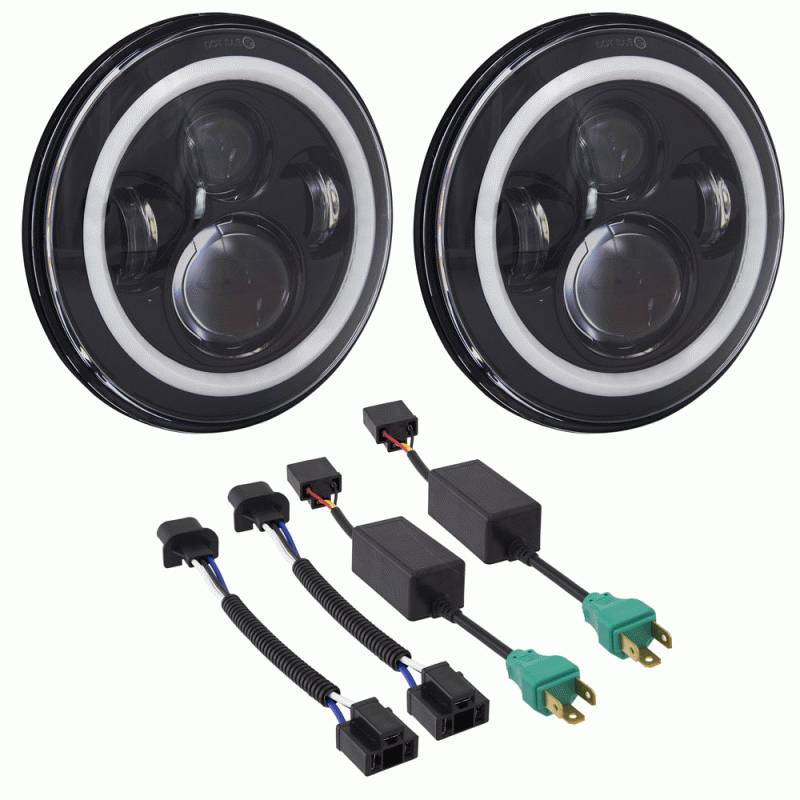 7" RD BLK LED HDLT SET W/HALO