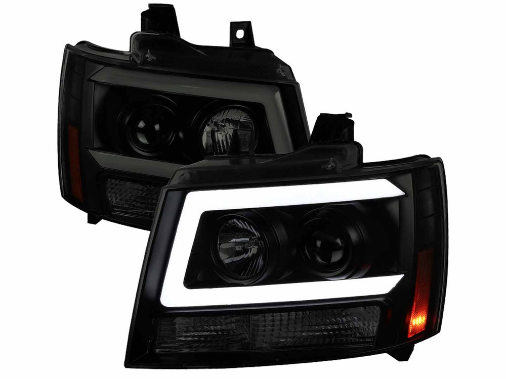 C BAR PROJECTOR HEADLIGHT BLACK HOUSING SMOKE LENS