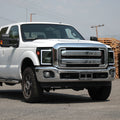LED LIGHT BAR HEADLIGHTS WITH MATTE BLACK HOUSING AND SMOKED LENS - USES STOCK BULBS - LIGHTING EFFECT