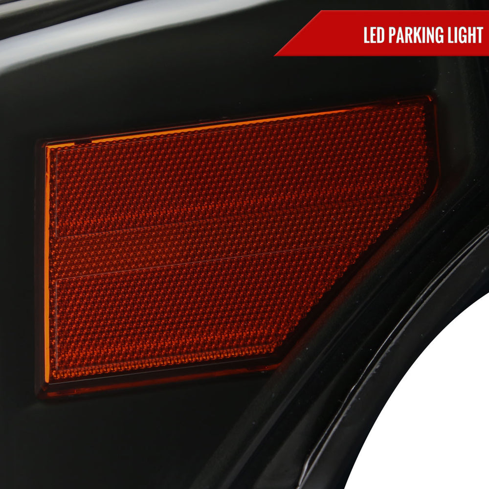 LED LIGHT BAR HEADLIGHTS WITH MATTE BLACK HOUSING AND SMOKED LENS - USES STOCK BULBS - LIGHTING EFFECT