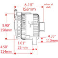 ALT FORD 6G POLISH 140A 6 GRV PULLEY LARGE FRAME V MTG IFRAS REG