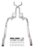 1966-1974 Mopar B-Body 3 Inch Crossmember Back Exhaust System With X-Pipe 409 Stainless With Violator Mufflers SMB13V