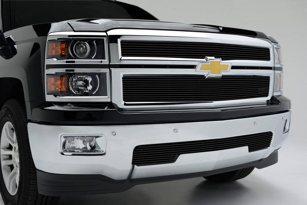 1415 SILVERADO 1500(NOT Z71 OR WORK TRUCK)2PC BILLET GRILLE REPLACEMENTBLACK