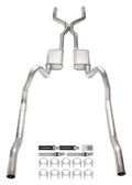 1966-1974 Mopar B-Body 3 Inch Crossmember Back Exhaust System With H-Pipe 409 Stainless With Violator Mufflers SMB43V