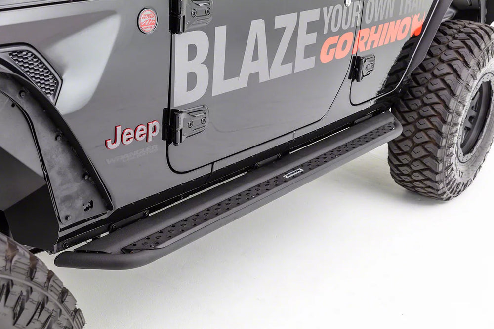 18C WRANGLER JL 2 DOOR DOMINATOR DSS SLIDERS W/STEP SIDE STEPS BLACK