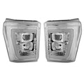 ~(27 lbs. 26X25X19)~ Ford Superduty 11-16 F250/F350/F450/F550 PROJECTOR HEADLIGHTS w/ Ultra High Power Smooth OLED HALOS and DRL - Clear / Ch