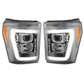 ~(27 lbs. 26X25X19)~ Ford Superduty 11-16 F250/F350/F450/F550 PROJECTOR HEADLIGHTS w/ Ultra High Power Smooth OLED HALOS and DRL - Clear / Ch