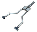 Cat Back Exhaust System Split Rear Dual Exit 08-14 Challenger V8 Exc SRT8 2.5 in Intermediate And Tail Pipe Race Pro Muffler Hardware Black Tips Incl Natural Finish 409 Stainless Steel Pypes Exhaust