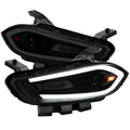 DRL LED BAR PROJECTOR HEADLIGHTS MATTE BLACK HOUSING SMOKED LENS AMBER REFLECTOR - SWITCHBACK LED LIGHT BAR LED SEQUENTIAL SIGNAL BREATHING LIGHT EFFECT - USES STOCK BULBS